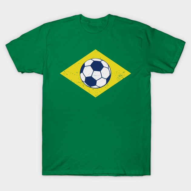 Brazil Soccer Ball Flag T-Shirt by Etopix